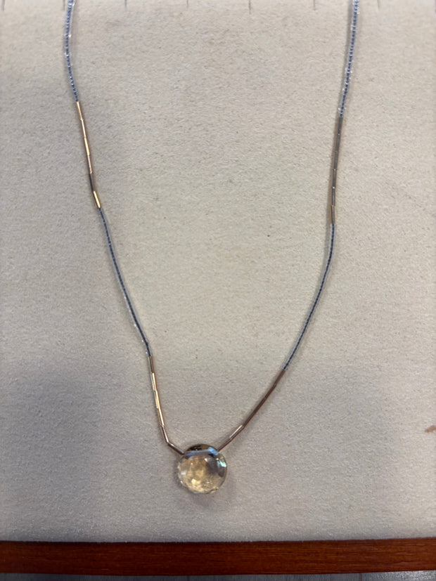 Clear seed quartz whiskey necklace