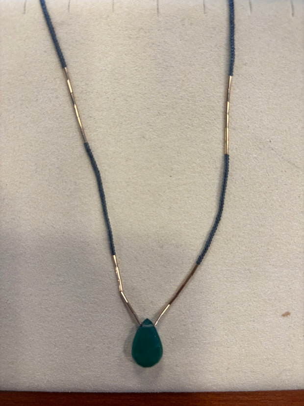 Grey seed with gold fill necklace
