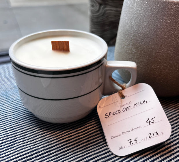 Glow to Grow Striped Mug Candle Spiced Oat Milk