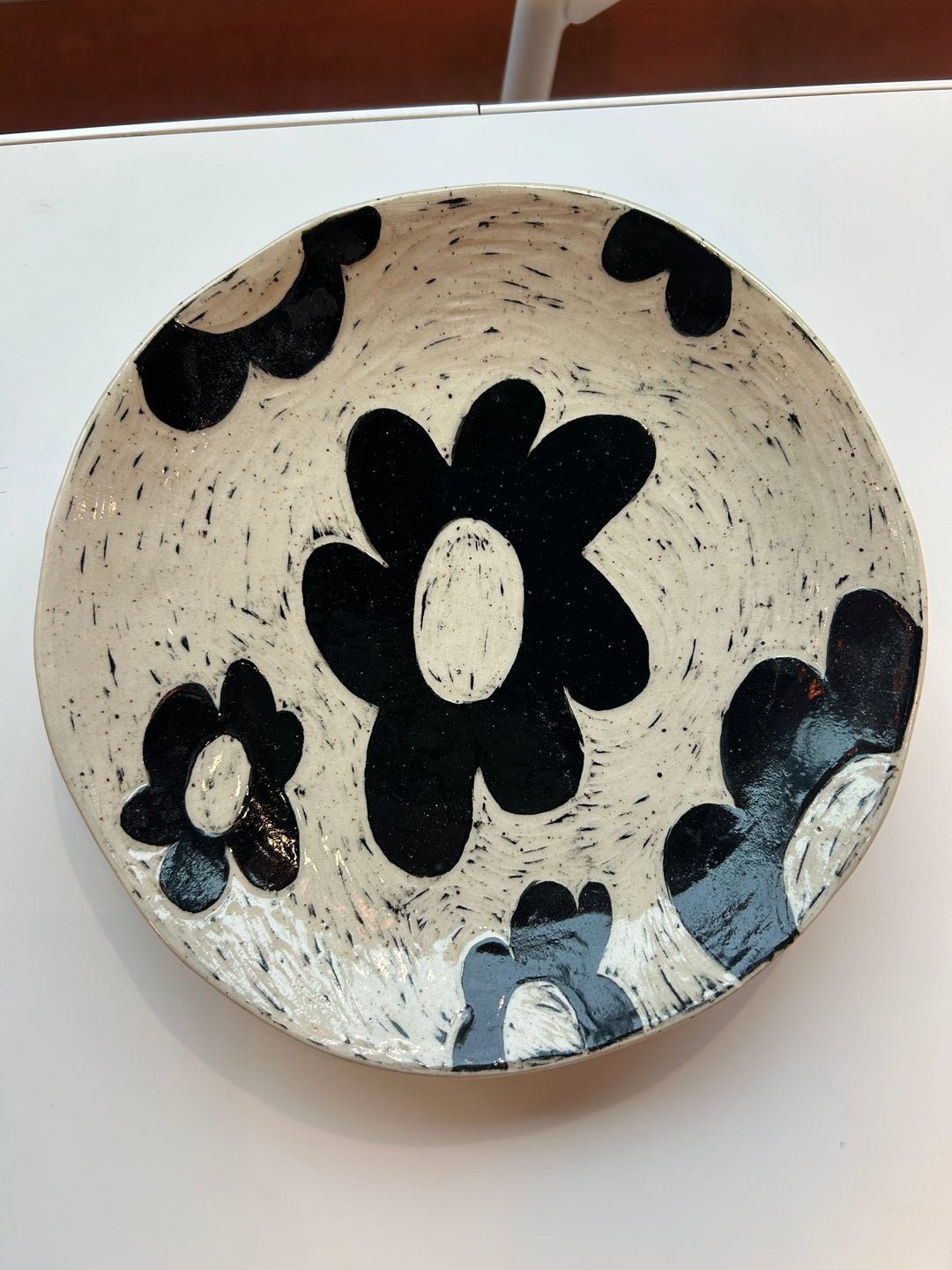 Dini Dixon Black and White Flower Plate