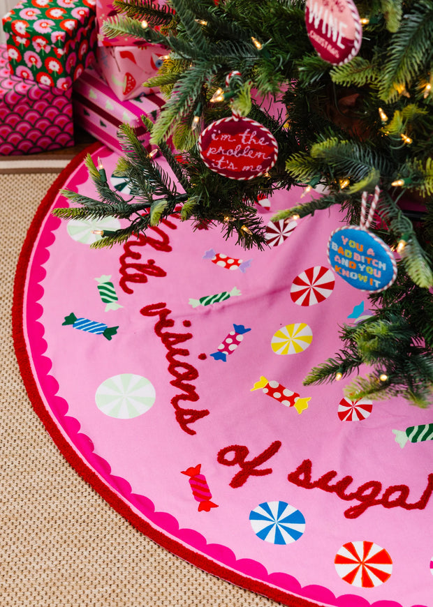 SUGAR PLUMS EMBROIDERED TREE SKIRT