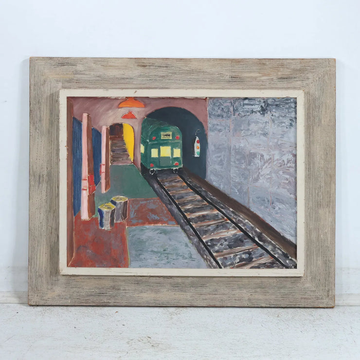 Vintage Subway Oil Canvas Painting