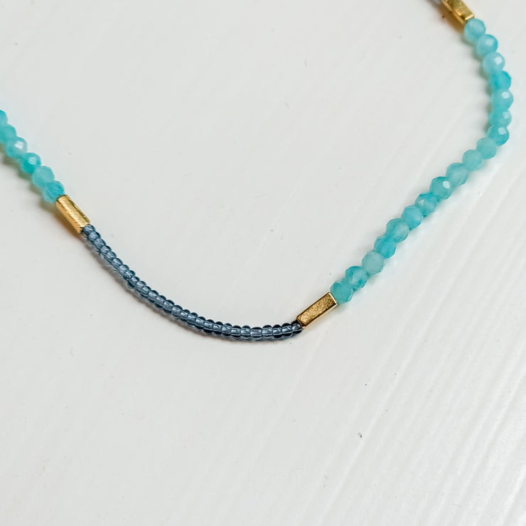 Grey Necklace with Amazonite Beads