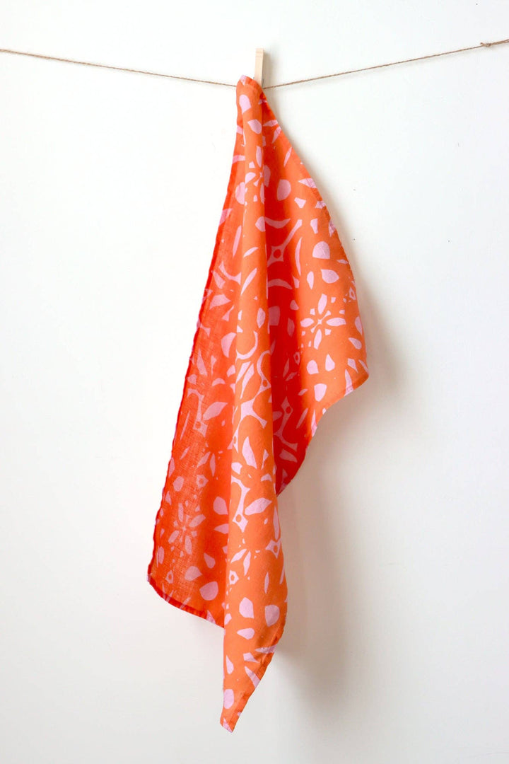 Trellis Tea Towel, orange-red