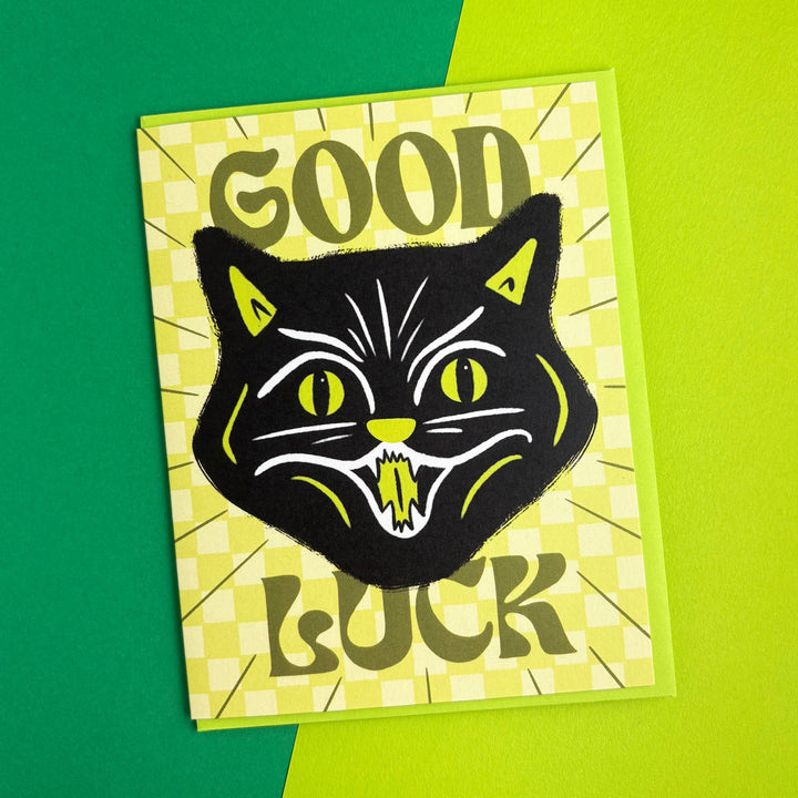 Good Luck Cat Encouragement Card