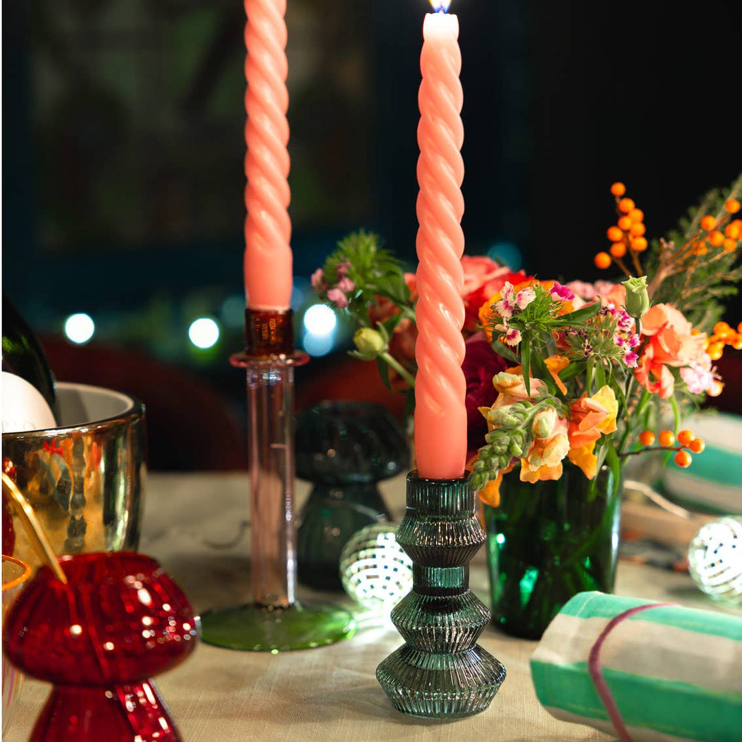 Sage Green Glass Candle Holder LARGE