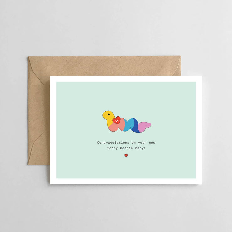 Congratulations on Your New Teeny Beanie Baby Card: Worm