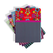 Stitched Notebook S/4 - Floral Stripes