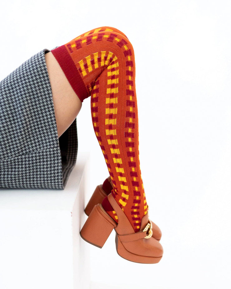 Interlocking Plaid Knee High Sock