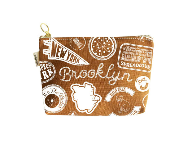 Brooklyn Pins & Patches Zipped Pouch: Black