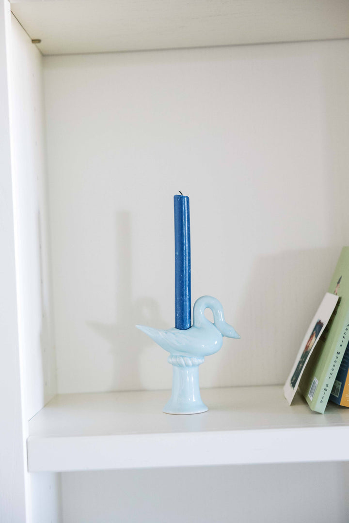 Nordic Swan Candlestick Holder | Blue