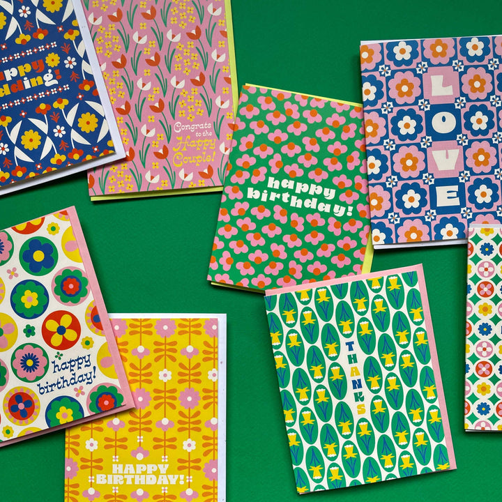 Folk Fleurs • Flower Pattern Birthday Card
