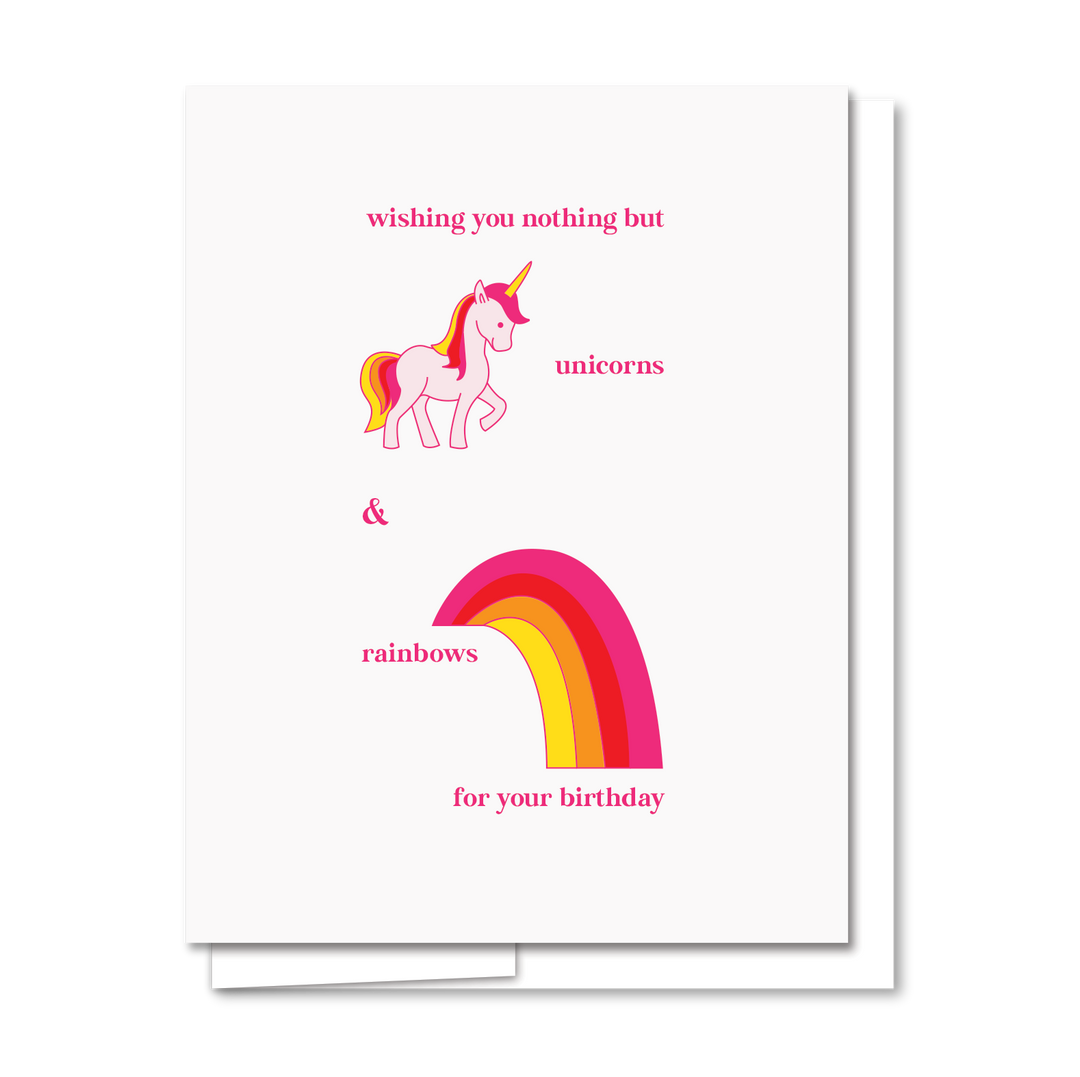Unicorns & Rainbow Birthday - Letterpress Birthday Card