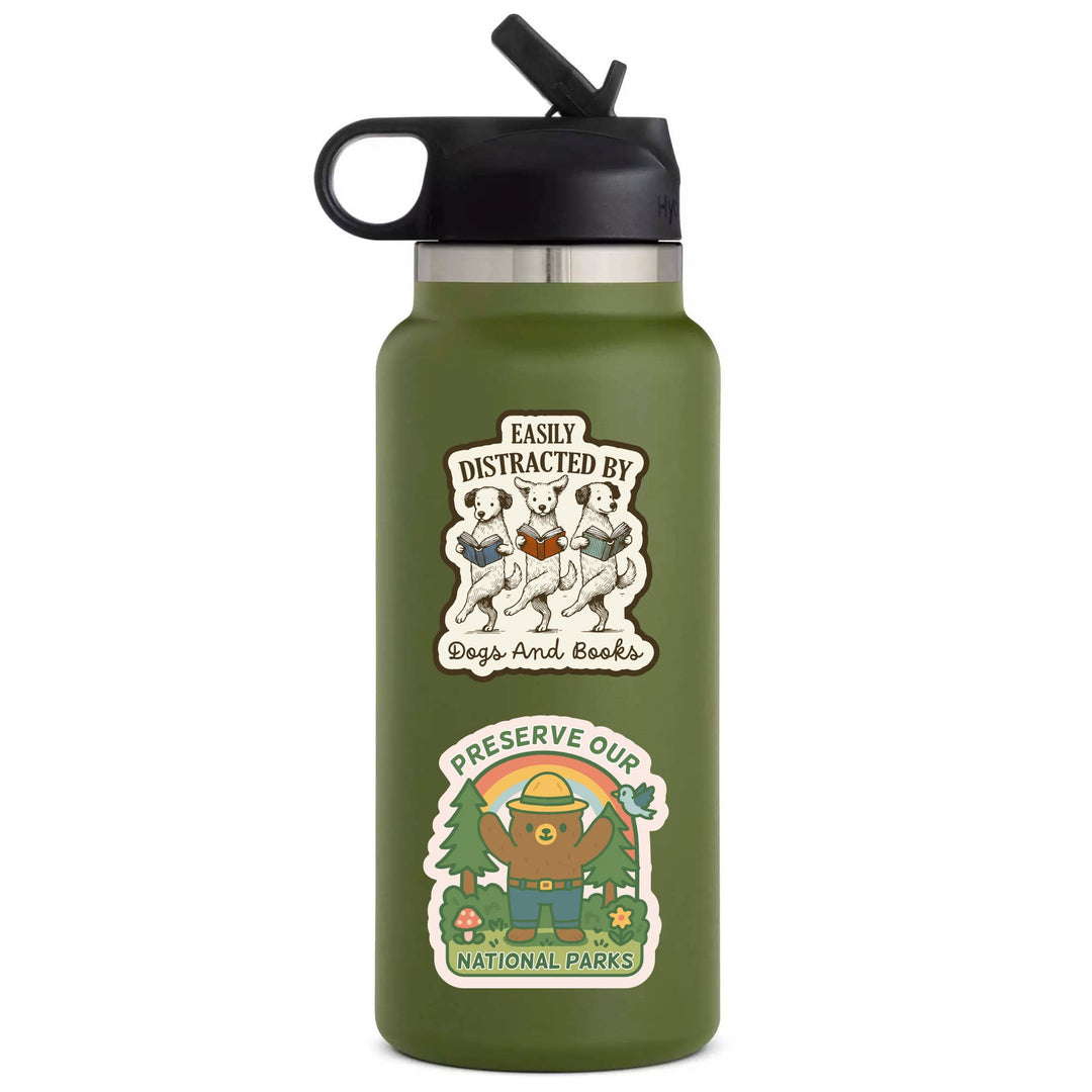 Funny Cute Dog Puppy Book Reading High Quality Vinyl Sticker