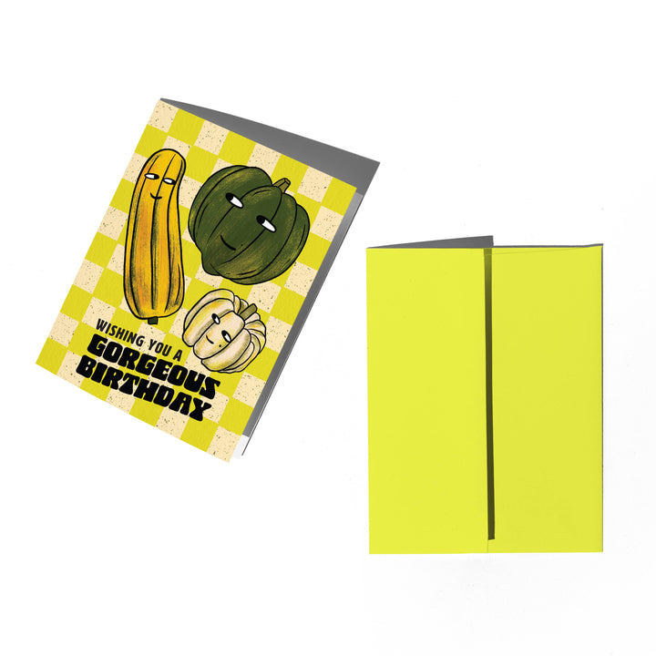 Gourd Fall Birthday Card: Clear sleeve
