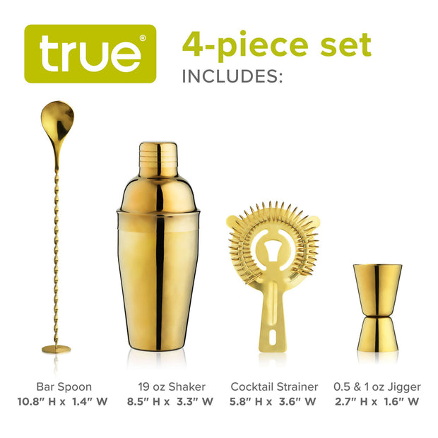 Stainless Steel Barware Set of 4 ASSORTED COLORS
