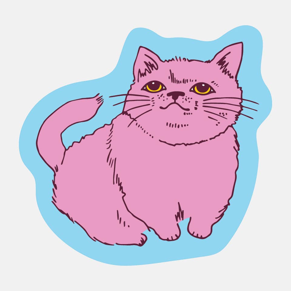 Pink Cat Sticker – A.MANO Brooklyn