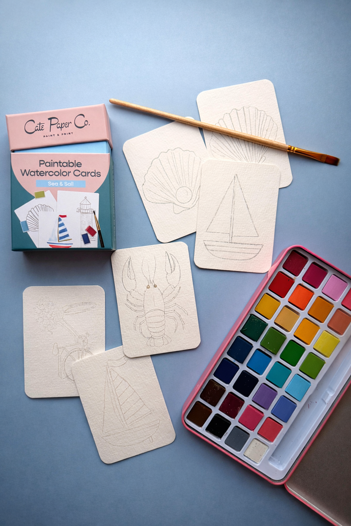 Paintable Watercolor Card Deck - Sea and Sail