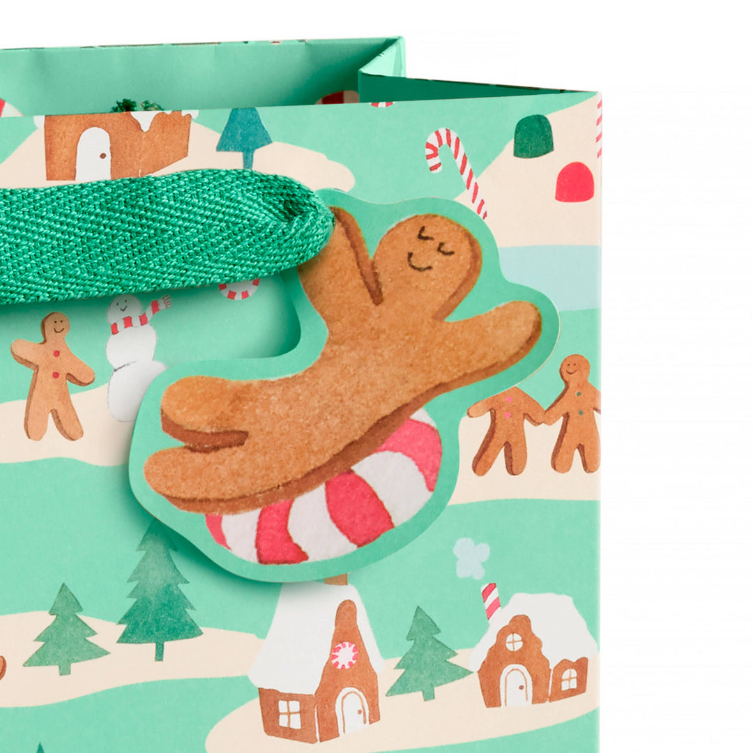 Mint Gingerbread Village Gift Bag, Small