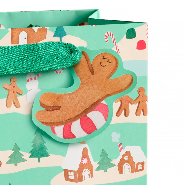Mint Gingerbread Village Gift Bag, Small