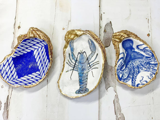 Blue Lobster Oyster Trinket Dish