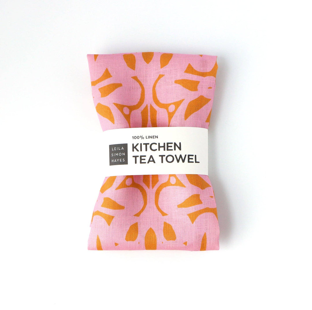 Trellis Tea Towel, pink