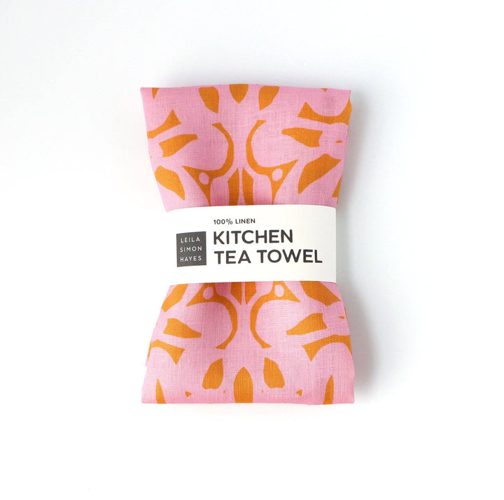 Trellis Tea Towel, pink