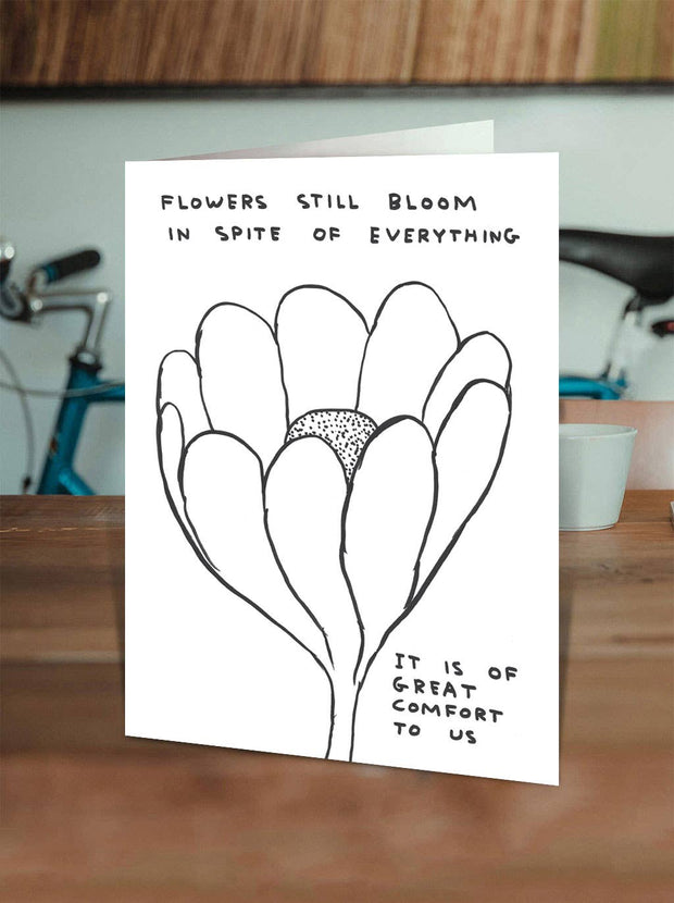 Funny David Shrigley - Flowers Bloom Thinking Of You Card