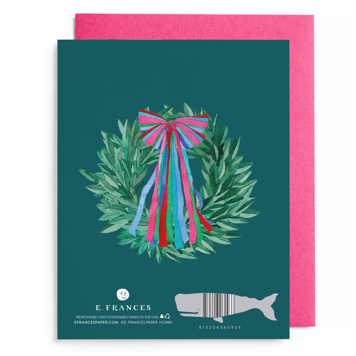 Colorful Bow Wreath Greeting Card