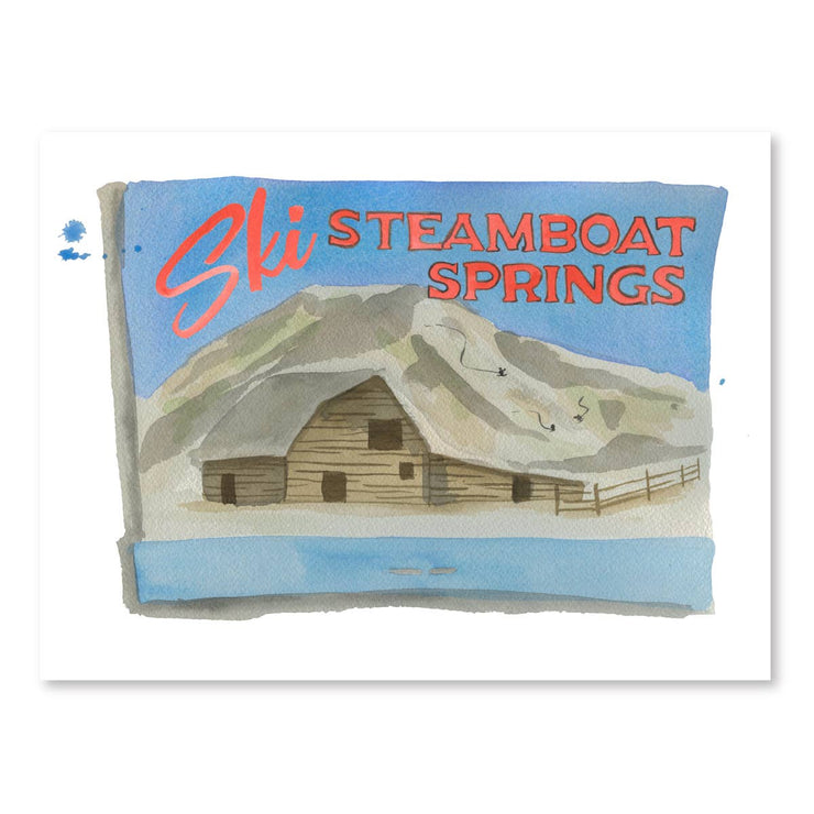 Steamboat Springs Matchbook Watercolor Print: 5" x 7"