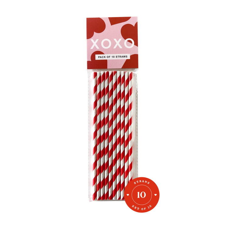 Red & White Valentine's Day Striped Straws