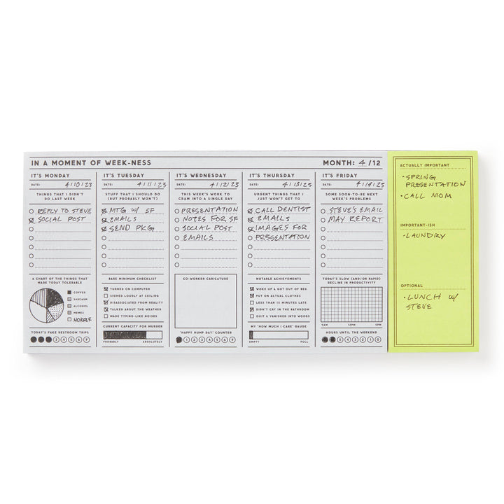 Brass Monkey In a Moment of Weekness Weekly Planner Pad