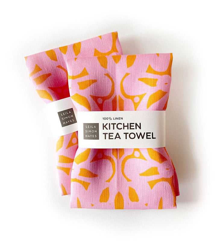 Trellis Tea Towel, pink