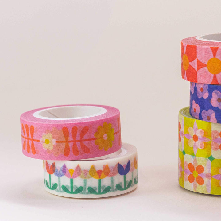 Flower Tower 15mm • Retro Floral Washi Tape