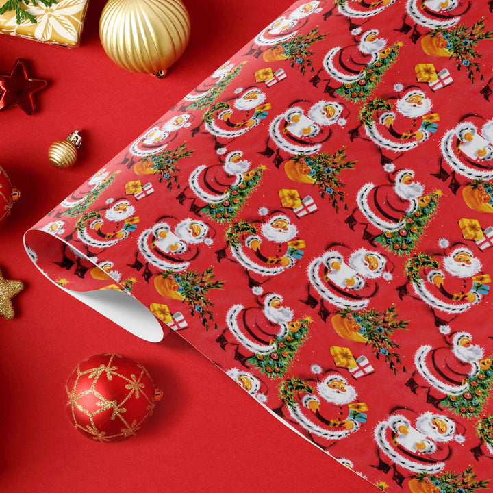 Retro Santa Claus Christmas Gift Wrap