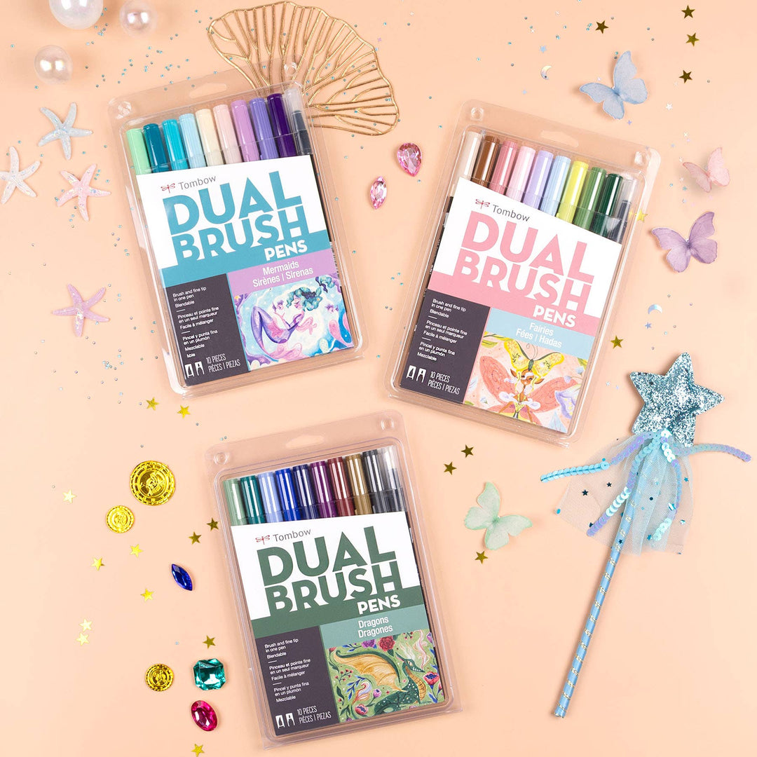 Dual Brush Pen Art Markers, Mermaids 10-Pack