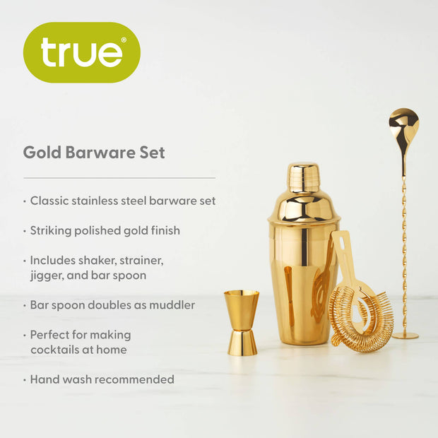 Stainless Steel Barware Set of 4 ASSORTED COLORS
