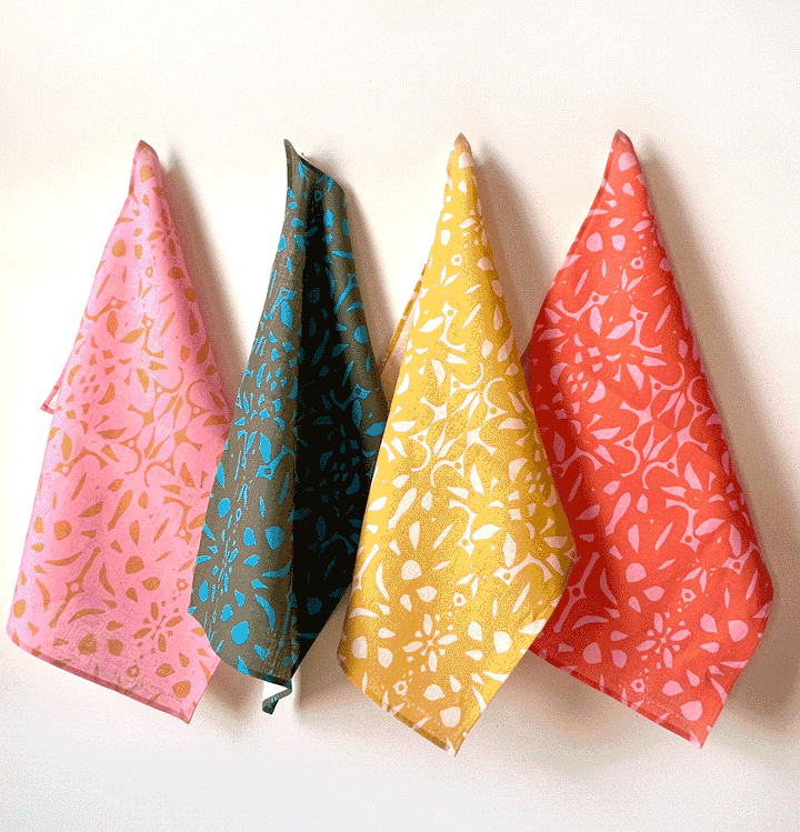 Trellis Tea Towel, orange-red