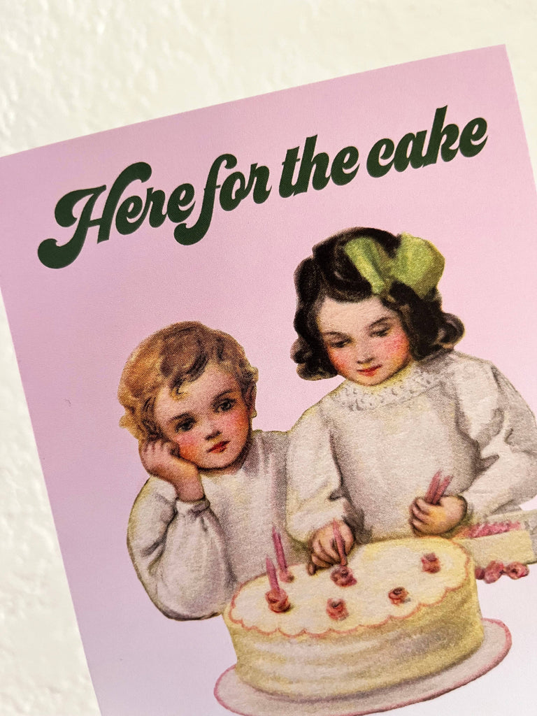 Here Cake Funny Birthday Wedding Celebration Card