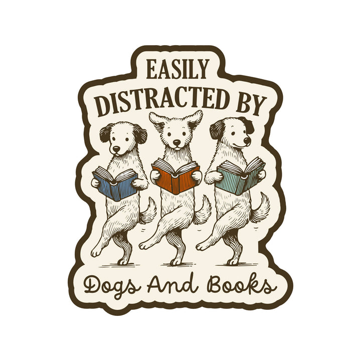 Funny Cute Dog Puppy Book Reading High Quality Vinyl Sticker
