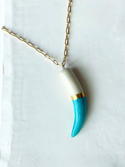 Shark tooth necklace: Medium blue