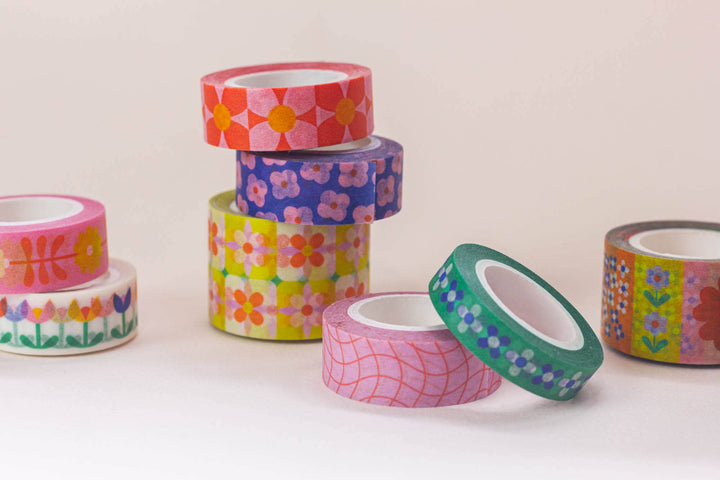 Pink wavy Grid  15mm • Wavy Grid Washi Tape