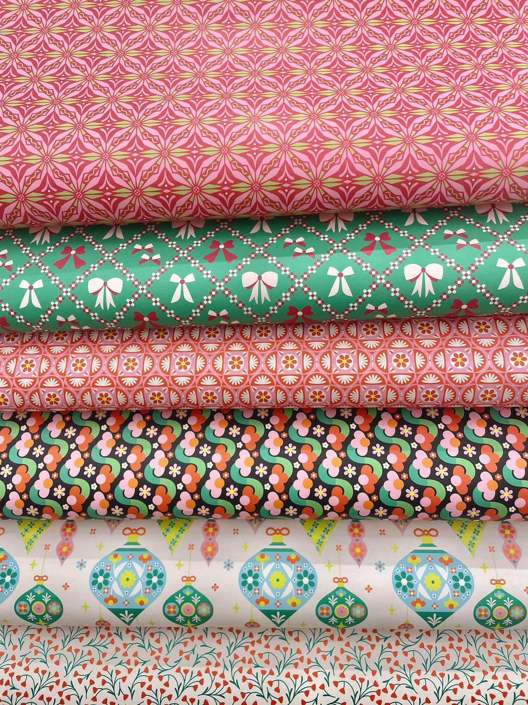Fleurty Girl (Red) Retro Floral Holiday Wrapping Paper