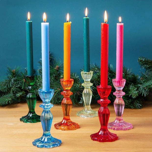 Red Glass Candlestick Holder