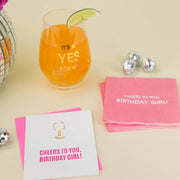 Cheers Birthday Girl Paper Clip Letterpress Greeting Card