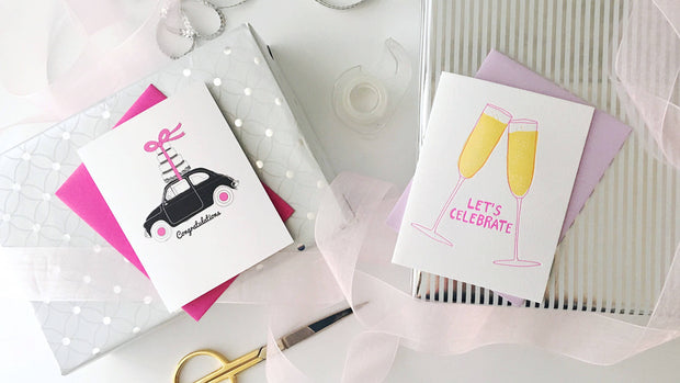 Let's Celebrate glasses - graduation, engage greeting card