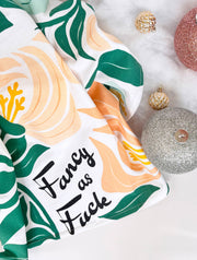 Fancy as Fuck - PINK/GREEN Modern Floral Kitchen Towel