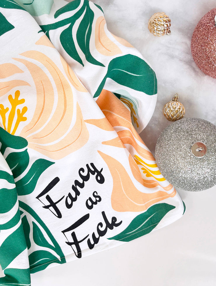 Fancy as Fuck - PINK/GREEN Modern Floral Kitchen Towel