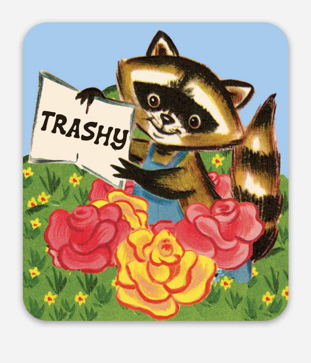 Trashy Racoon Sticker - Funny Vintage Style Stickers