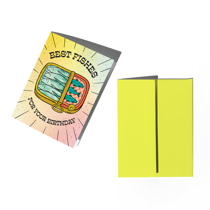 Tinned Fish Birthday Card: Clear sleeve